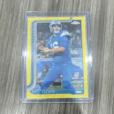 Topps 2025 Chrome Football Gold Jared Goff Detroit Lions Card #102 /275