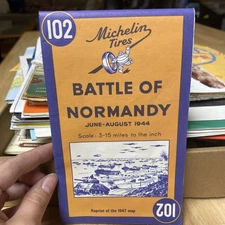 1944 Battle of Normandy Map 102 Michelin Tires Reprint of 1947 Color Map 425