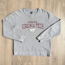 Vintage Virginia Tech Hokies Sweatshirt Mens Large Gray NCAA Football Gear
