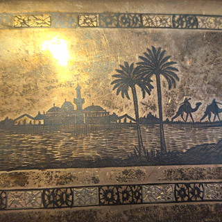 vintage art deco middle eastern mixed metal cigarette case