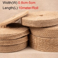 0.8cm - 5cm Natural Woven Rustic Hessian Jute Burlap Hemp Ribbon Strap Floristry