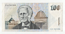 Australia  1992   $100 Paper  Banknote - Fraser /Cole  ZJX 565308 - Graded Fine