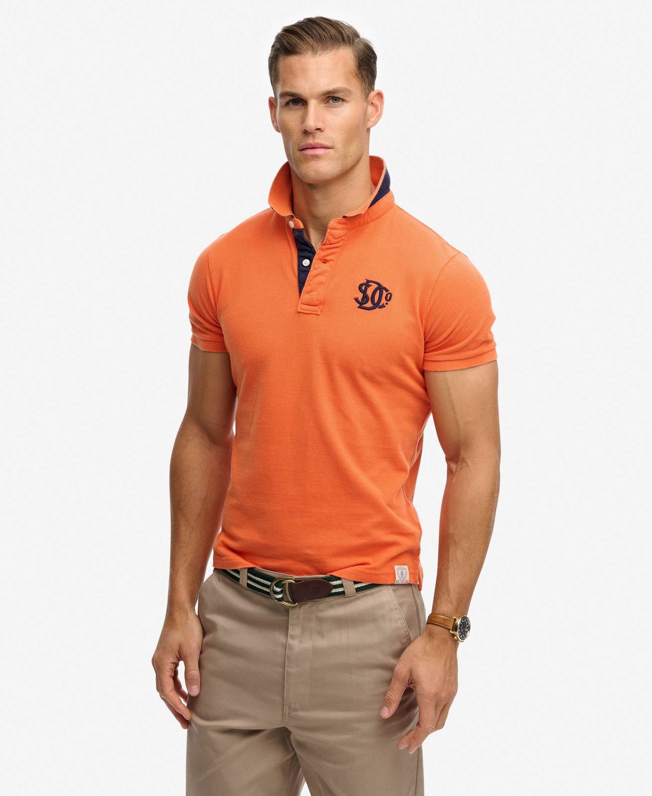 Superdry Poloshirt Piquet Monogram Orange - Gre L Herrenbekleidung Poloshirt 12590₽