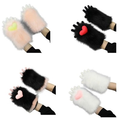 Girls Halloween Glove Skin Friendly Mitten with Cartoon Cats Paw Shape Mitten