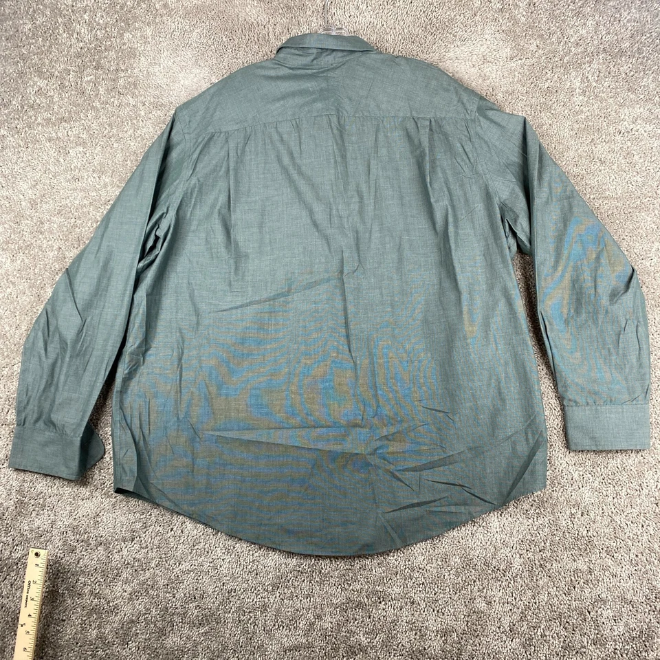 Merona Dress Shirt Men's 18-18.5 Long Sleeve Green Chest Pocket Regular Fit - Image 3 of 4