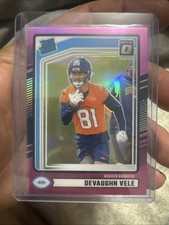 2024 Panini - Rated Rookie Devaughn Vele #395 Optic Preview Pink Prizm (RC)