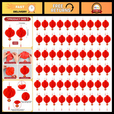 60 Red Chinese Lanterns - Festival Decorations for New Year, Weddings, Parties