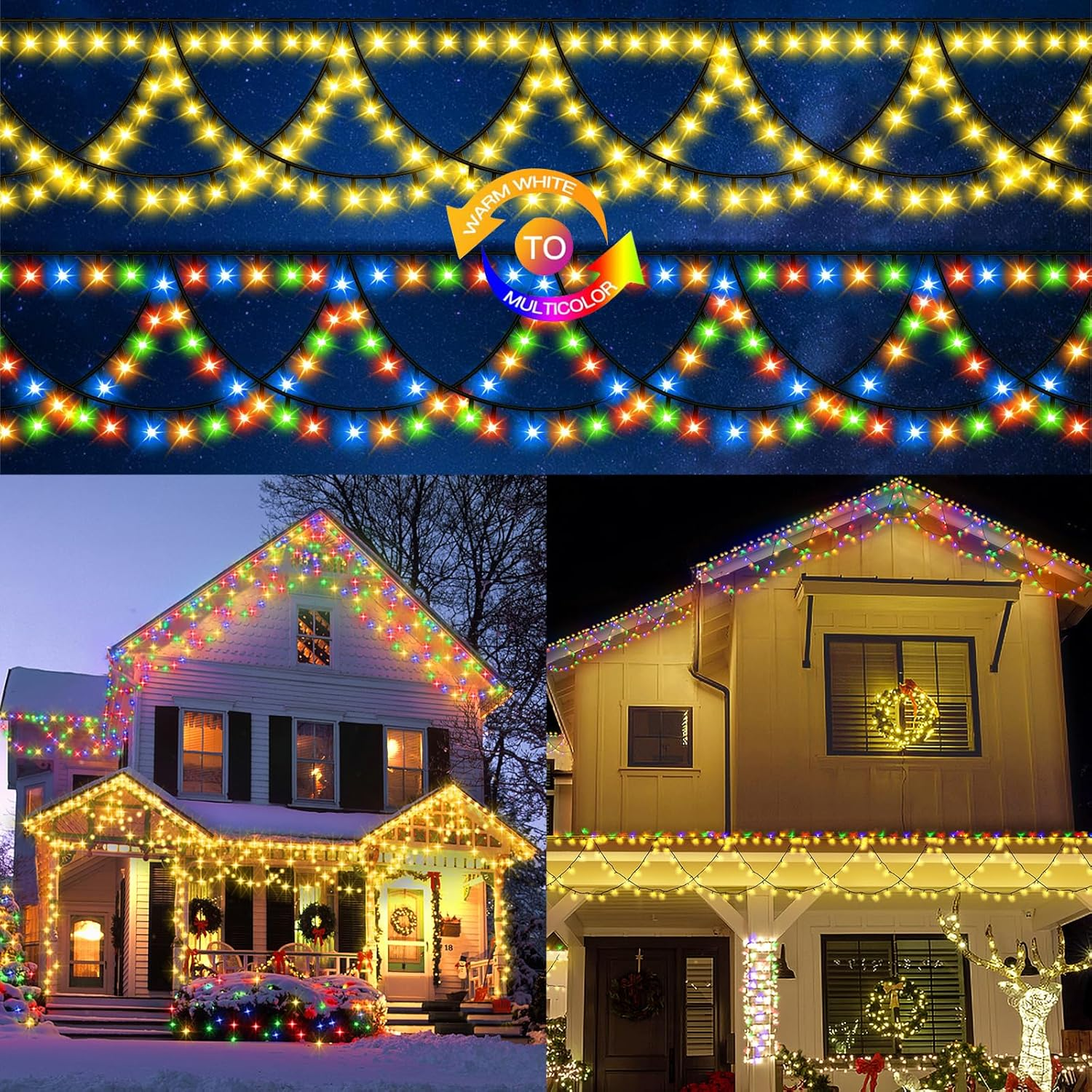 Christmas Light Outdoor 380LED 40FT Waterproof Fairy String Lights Extendable Ha