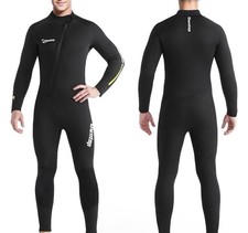 Qwntop Men's Full Body Wetsuit Black with Yellow Accents