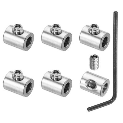 6Pcs 4mm Hole Wire Rope Clips Set Cable Clamps with Screw Spanner Silver