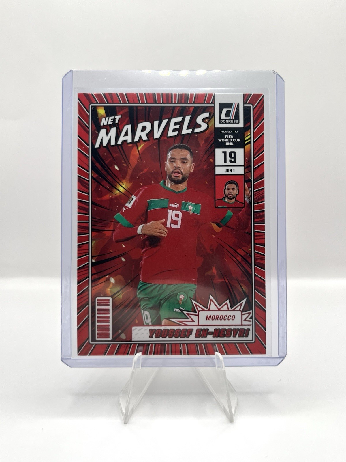 2025-26 Panini Donruss Road To World Cup Youssef En-Neysri Net Marvels Red