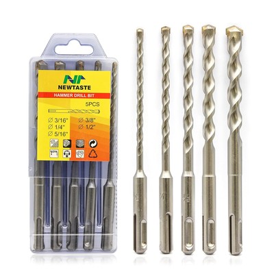 5PCS SDS Plus Rotary Hammer Drill Bit Set, Carbide Tipped for Stone, Brick,... 