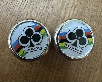 Stil WEISS Colnago Vintage CHROM KUNSTSTOFF 3D Lenkerstecker, Lenker