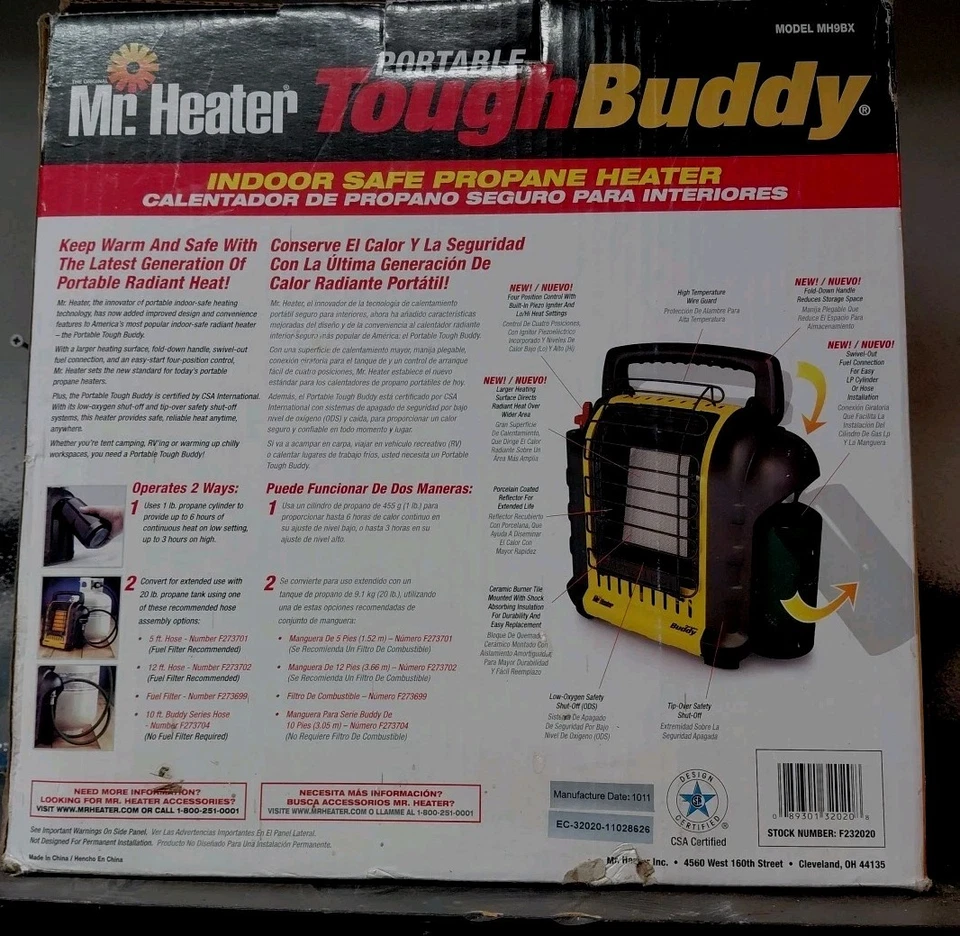 Mr. Heater BIG Buddy Portable Propane Heater - Yellow (MH18B) Rare - Image 3 of 4