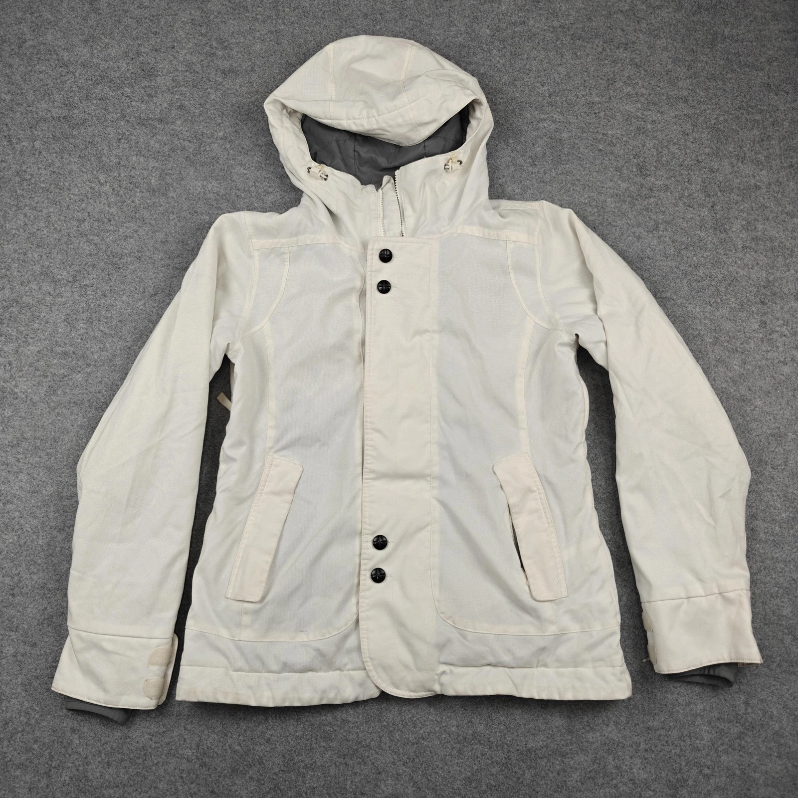 Burton Jacket Womens Large White Dryride Hooded Insulated Winter Ski Snowboard