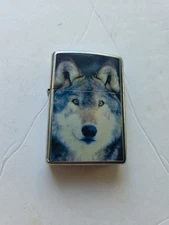 ZIPPO HUSKY Lighter NO CASE Wolf Coyote Rare Prop 2002 Lighter Torch Smoke