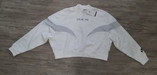 Nike Air Women s M White Mock Neck Cropped Sweatshirt NWT Logo Sleeve