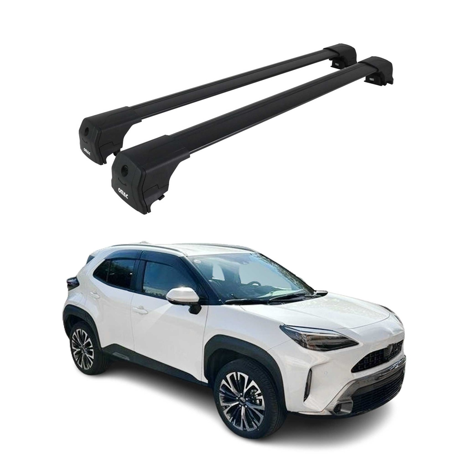 Barres de toit Toyota Yaris Cross 2020-2025 en aluminium noir x2