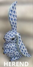 HEREND Rabbit Figurine Blue and Red 1826 Hung...