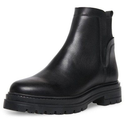 Steve Madden Moira Chelsea Boots Black Leather Lug Sole Women s Size 7.5