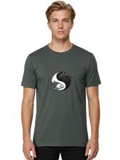 Yin-Yang-Dragons-9 Mens Graphic Tee, 100% Cotton, Casual Summer Wear