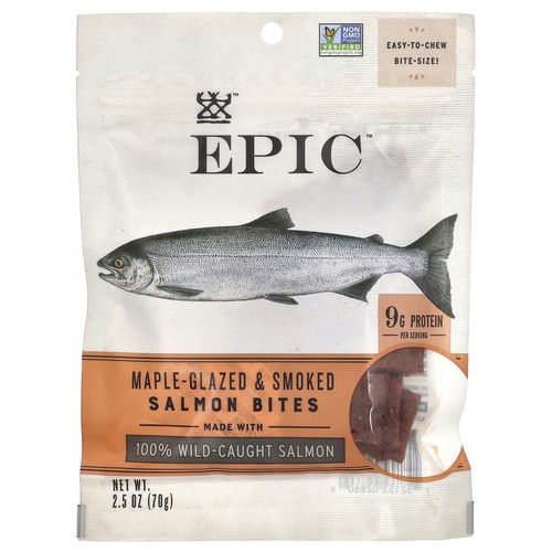 Epic Bar Bites Maple Glazed  Smoked Tender Salmon 2 5 oz 71 g Gluten-Free