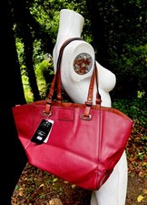 GH Bass Co NWT Large Faux Leather Tote Bag 3 in 1 74 Burgundy Brown NOS