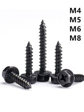 Black Steel Phillips Cross Hex Flange Head Self Tapping Screws M4 M5 M6 M8