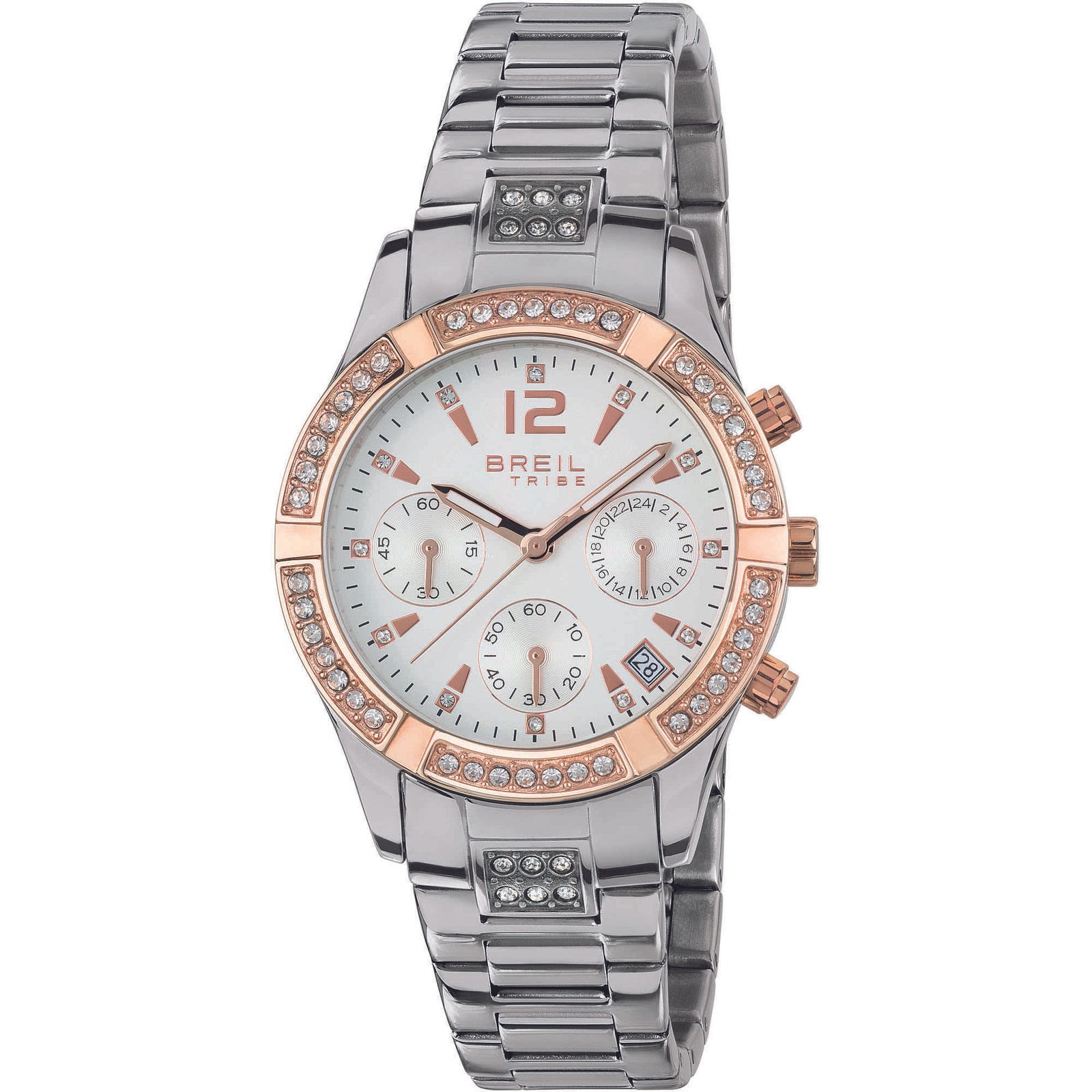 Womens Wristwatch BREIL Tribe C'EST CHIC EW0426 Steel Chrono Gold Rosè Swarovski