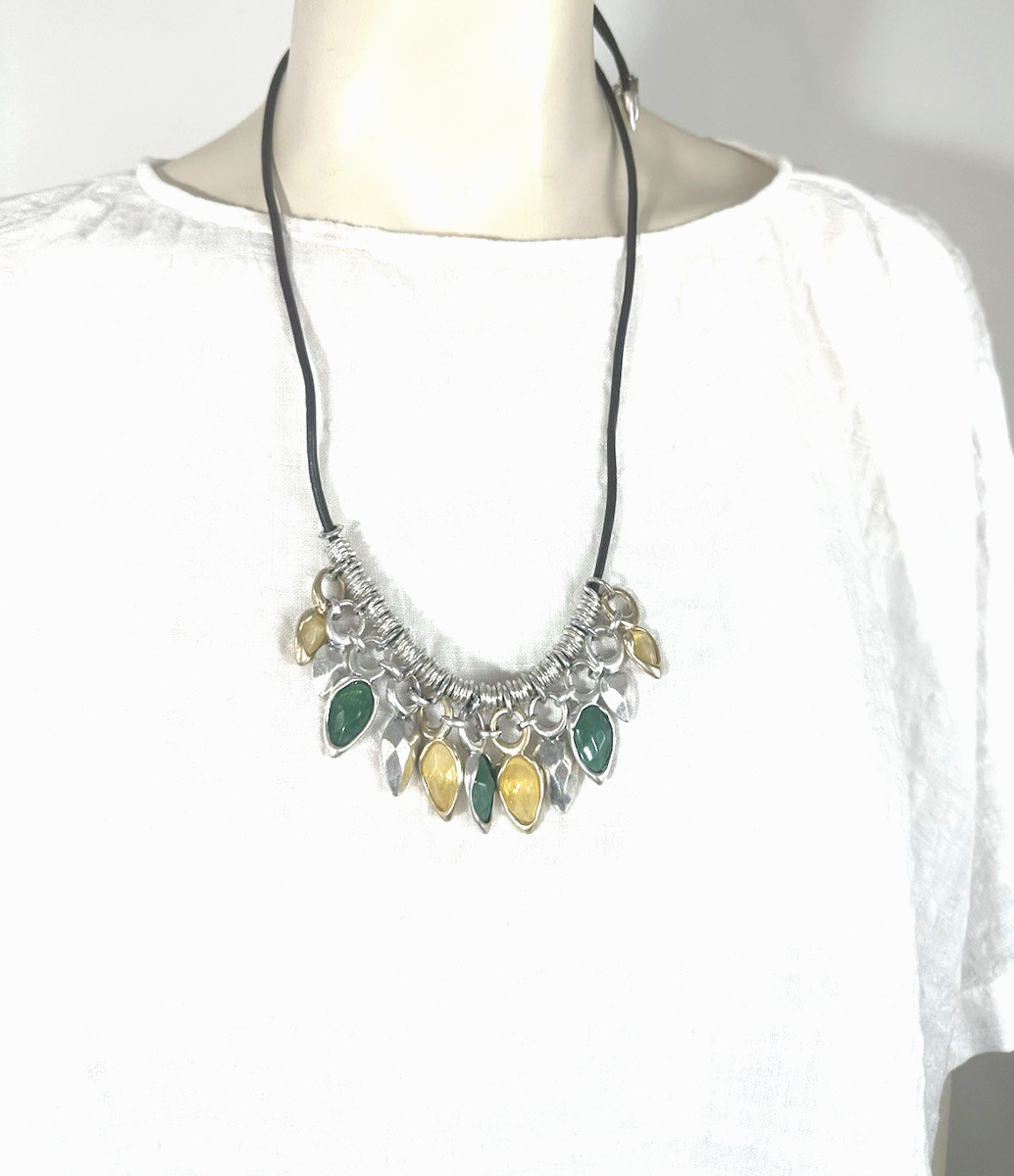 Robert Lee Morris Soho Yellow Green Bead Long Cord Necklace 32" New $68 View 5