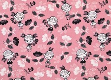 50cmx150cm Baumwolljersey in rosa mit süßen Mädchen - Tante Ema