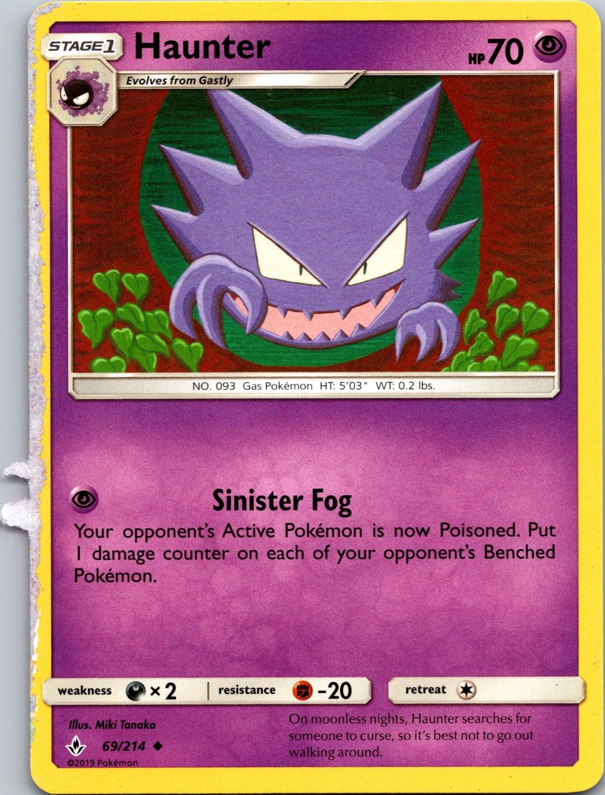 2019 Pokemon Unbroken Bonds Haunter 69/214 Uncommon Moderately Played