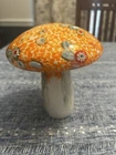 Vtg Mushroom Millefiori Glass Paperweight/Sculpture Orange Murano Inspired