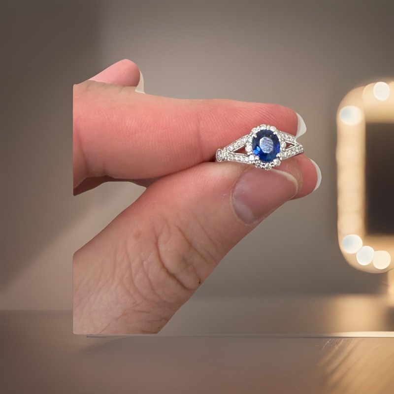 18K Gold Sapphire & Natural Diamond Ring — AIGS Certified