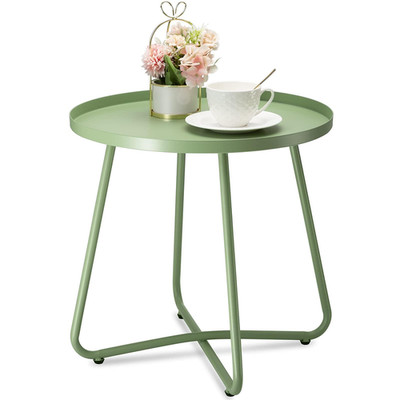 Danpinera Outdoor Side Tables Weather Resistant Steel Patio Side Table Small