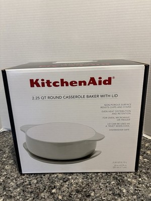 KitchenAid 2.25 Qt Round Casserole Baker Mint Green Vitrified Stoneware New