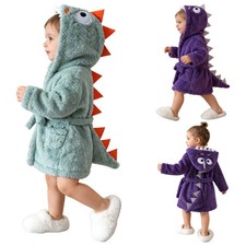 Baby Hooded Robe Night-Robe Pajamas With Belt Sleepwear Warm Homewear Plush