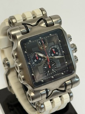 Oakley Minute Machine Watch W/Custom White Rubber Band. Oakley Titanium Watch