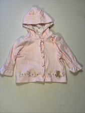 Classic Pooh Vintage Disney Baby Girls Size 9 Months Pink Hood Sweatshirt Y2k