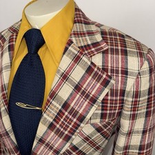 Johnny Carson Jacket Leisure Suit Blazer Coat Plaid Disco Vtg 60s 70s Mens 44