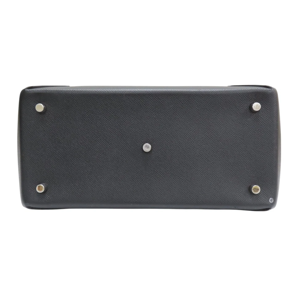 Bolso de Mano HERMES Maxi Box Cabas 30 Piel de Becerro Negro Azul A Stmap Foto 4 de 4