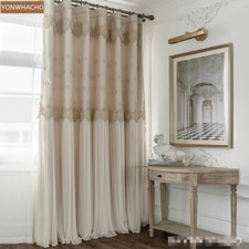 Luxury European Royal Princess Modern Simple beige cloth curtain tulle B763 