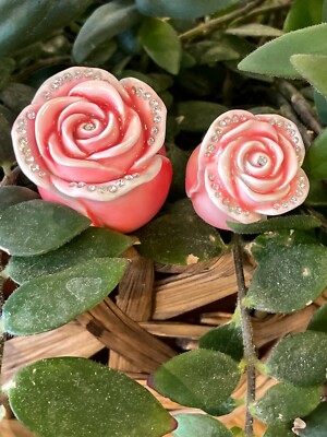 Keren Kopal Pair metal Red Rose Hand made Decorated with Austrian Crystals