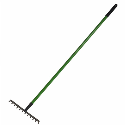 12 Teeth Soil Garden Rake Tubular Handle Carbon Steel 120cm Soil Leaf Raker - Picture 3 of 3