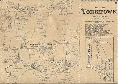 Yorktown Shrub Oak Amawalk Kitchawan NY 1867 Map with Homeowners Names Shown
