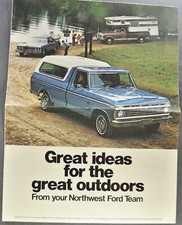 1973 Ford RV Brochure Pickup Truck Camper Motorhome Bronco Ranchero Van Wagon 73