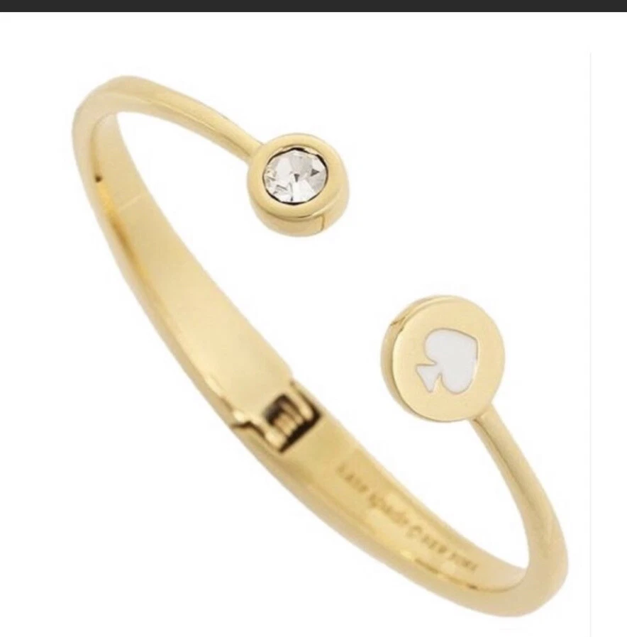 Kate Spade Jewelry | Kate Spade Spot The Spade Enamel Hinged Bangle | Color: Gold/White | Size: Os | Shbcoppertop's Closet