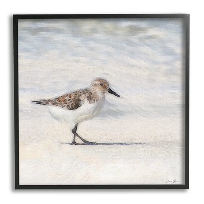 Stupell Industries Sandpiper Bird Stepping Beach Sand Framed Wall Art, Design...