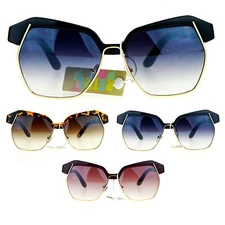 SA106 Runway Womens Diva Oversize Half Rim Butterfly Octagon Eye Brow Sunglasses