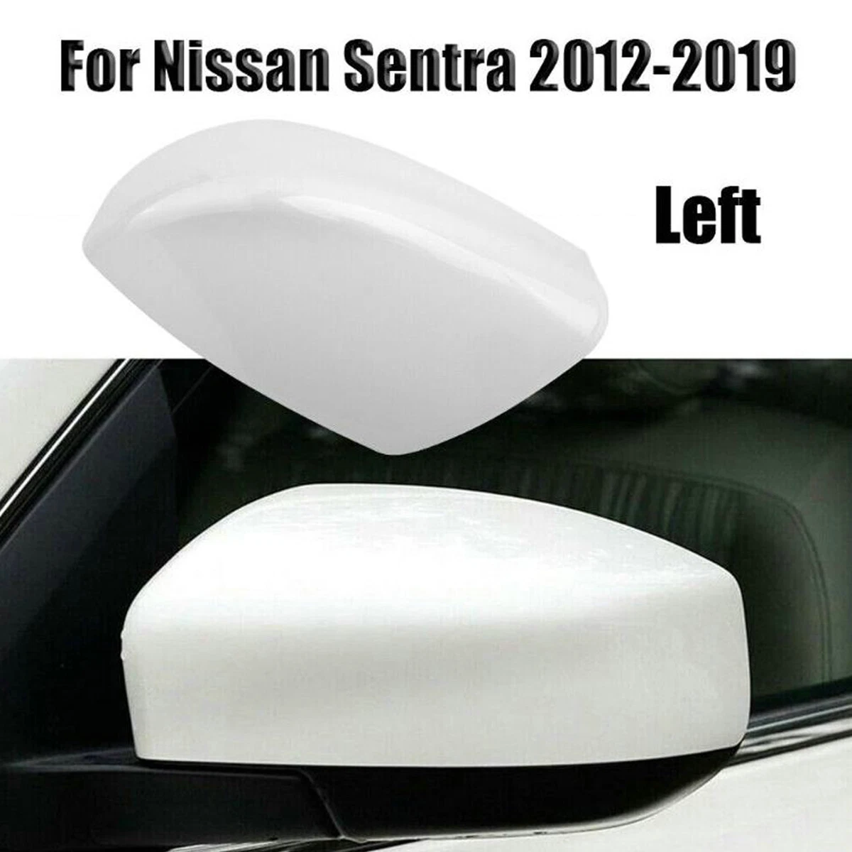White Car Left Driver Side Rearview Mirror Cover Cap For Nissan